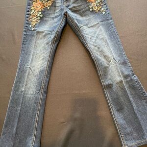 Grace in LA Boot Cut Jeans with Floral Embroidery